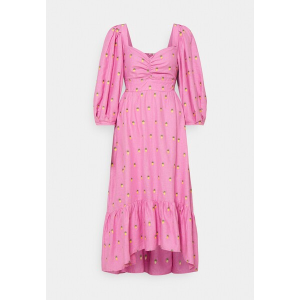 Farm Rio EMBROIDERED PINEAPPLES MIDI DRESS Sukienka letnia pink F0I21C02K