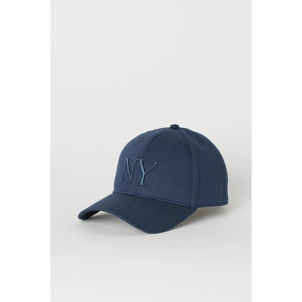 H&M Bawełniana czapka z daszkiem - 0710695040 Ciemnoniebieski/NY
