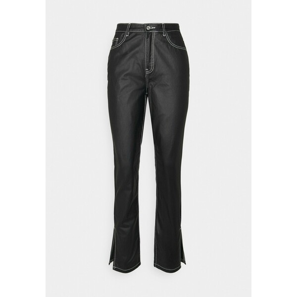 Missguided Petite CONTRAST STITCH COATED WRATH Spodnie materiałowe black M0V21N04B