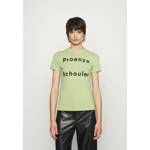 Proenza Schouler White Label SOLID LOGO T-shirt z nadrukiem spanish moss PQ421D006