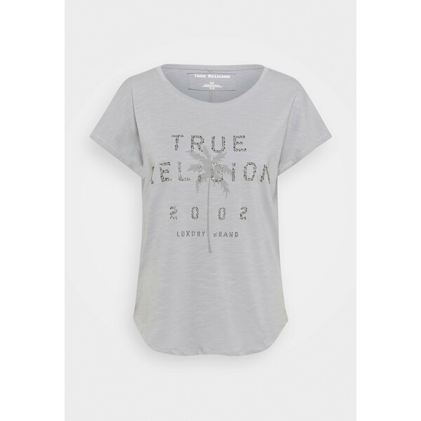 True Religion BOXY CREW NECK PALM TREE T-shirt z nadrukiem frost TR121D091