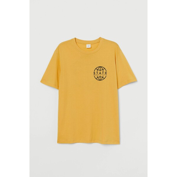 H&M T-shirt z nadrukiem 0699923163 Żółty/State World Citizen