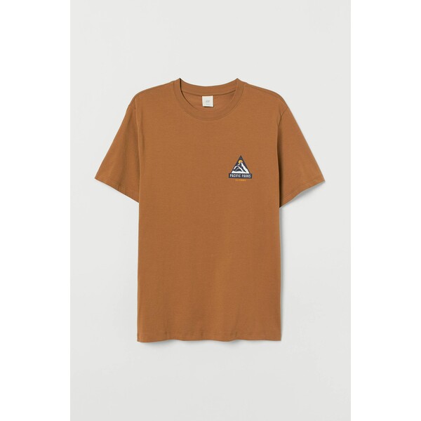 H&M T-shirt z nadrukiem 0699923156 Brązowy/Pacific Parks