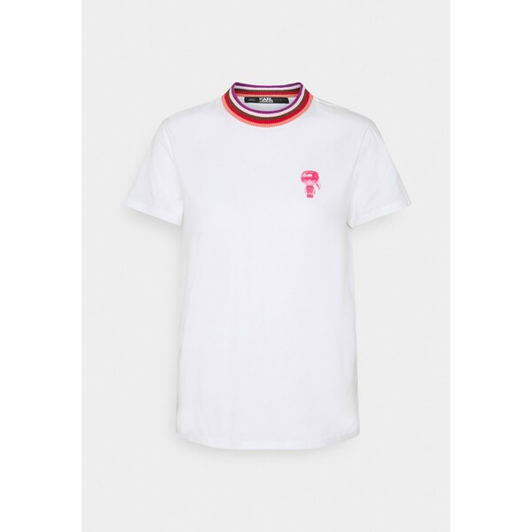 KARL LAGERFELD STRIPE IKONIK T-shirt z nadrukiem white K4821D07C