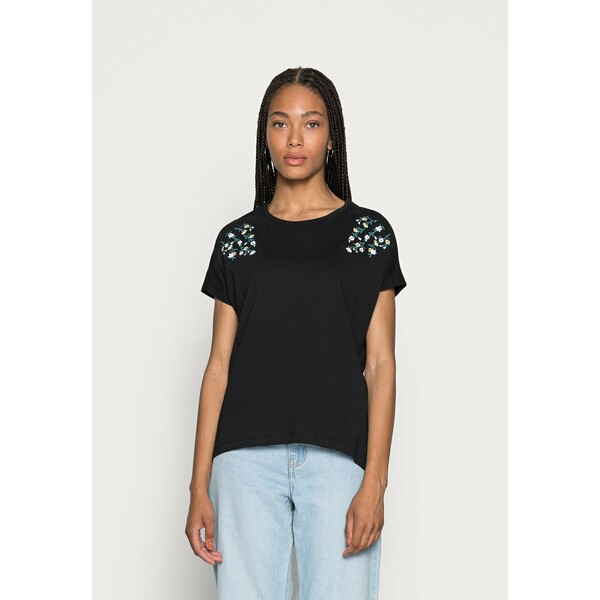 Anna Field MANDALA DITSY FLOWER SHOULDER TEE T-shirt z nadrukiem black AN621D113