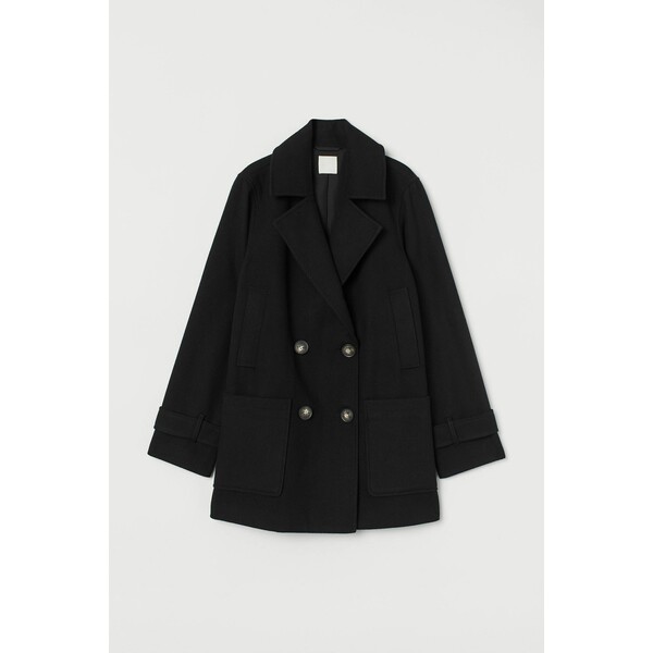 H&M Krótki płaszcz 0872075001 Czarny
