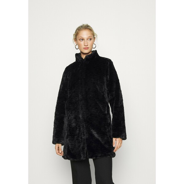 Dorothy Perkins FUNNEL COLLAR TEXTURED LONGLINE Płaszcz zimowy black DP521U055