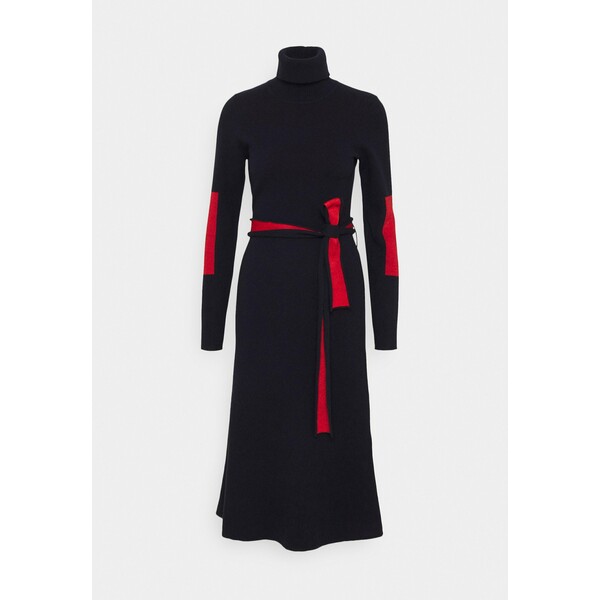 Victoria Beckham HIGH NECK MIDI DRESS Sukienka dzianinowa navy/bright red V0921C01T