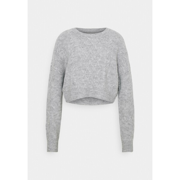 Cotton On CABLE CROPPED CREW NECK Sweter grey marle C1Q21I017