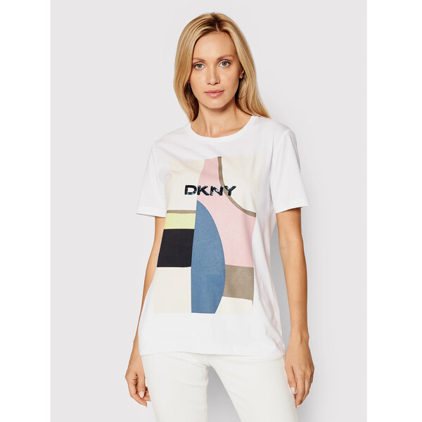 DKNY T-Shirt P0FF4CNA Biały Relaxed Fit