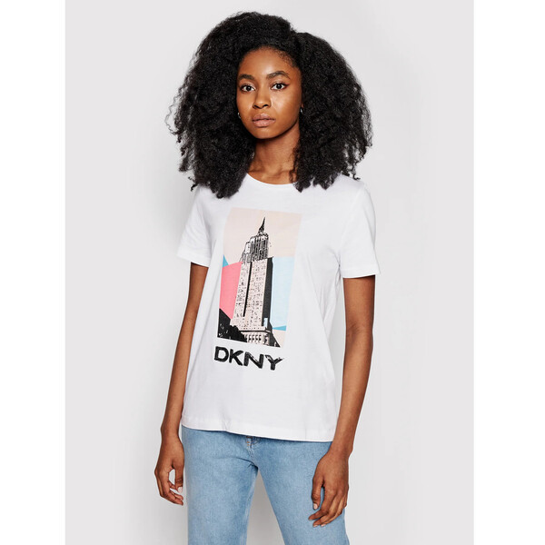 DKNY T-Shirt P0DBGCNA Biały Regular Fit