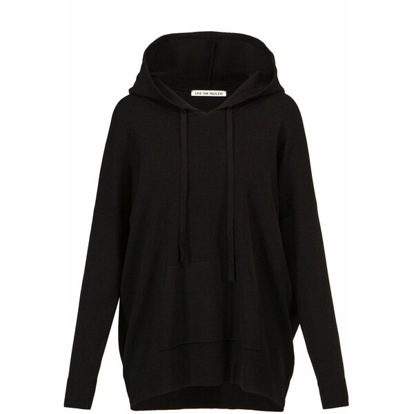 Live The Process Sweter LIVE THE PROCESS OVERSIZED KNIT HOODIE 837-a1-black