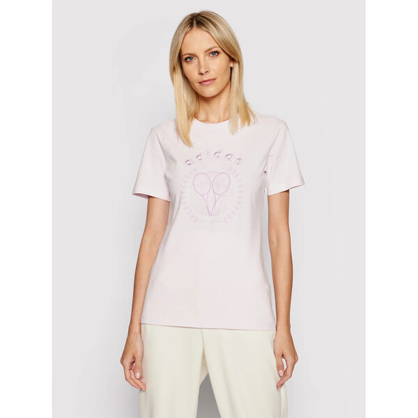 adidas T-Shirt Tennis Luxe Graphic H56456 Różowy Regular Fit