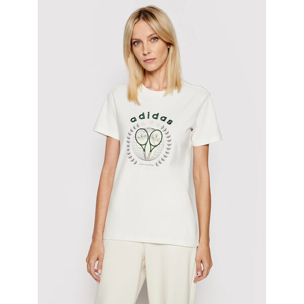 adidas T-Shirt Tennis Luxe Graphic Tee H56455 Biały Regular Fit