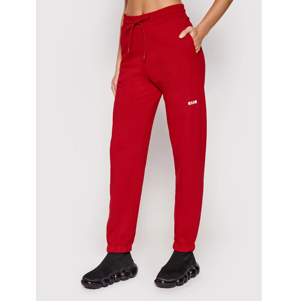 MSGM Spodnie dresowe 2000MDP500 200001 Czerwony Regular Fit