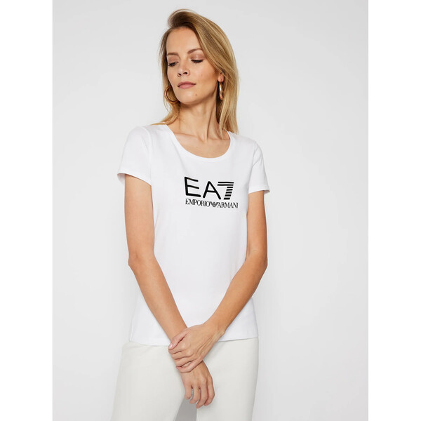 EA7 Emporio Armani T-Shirt 8NTT63 TJ12Z 0101 Biały Regular Fit