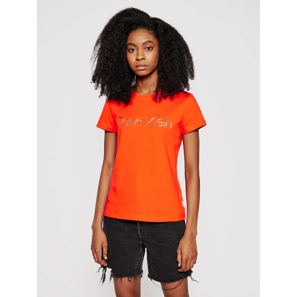 Calvin Klein T-Shirt Metallic Logo K20K201852 Pomarańczowy Slim Fit