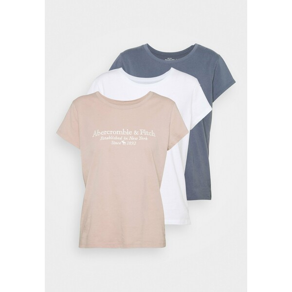 Abercrombie & Fitch LONG LIFE 3 PACK T-shirt z nadrukiem white/blue/pink A0F21D0I6