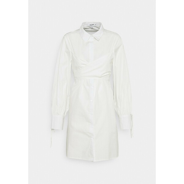 Missguided Tall TIE WRAP DETAIL SHIRT DRESS Sukienka koszulowa white MIG21C0D0