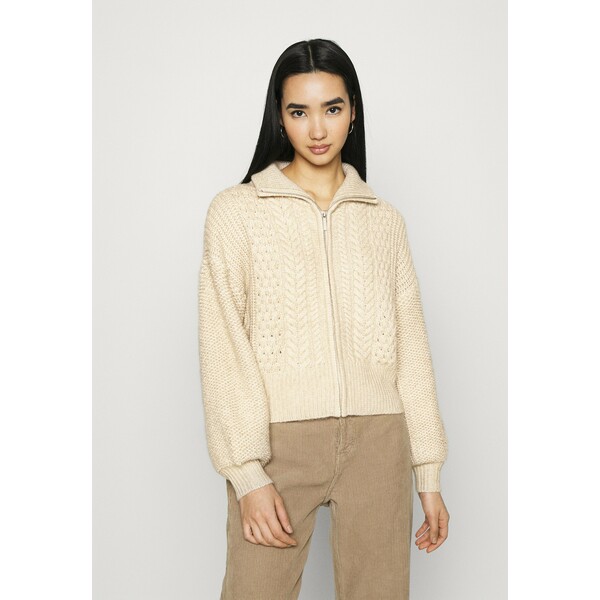 Topshop CABLE ZIP THROUGH Sweter oat TP721I0O9