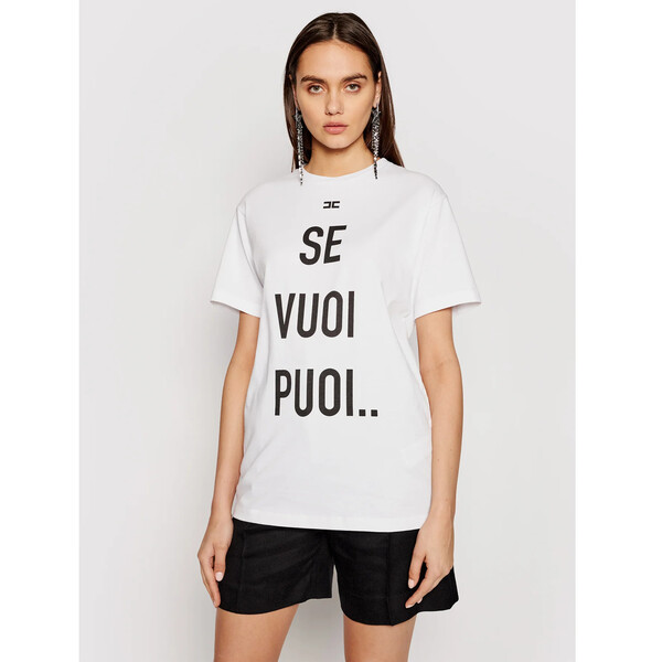 Elisabetta Franchi T-Shirt MA-198-11E2-V130 Biały Straight Fit