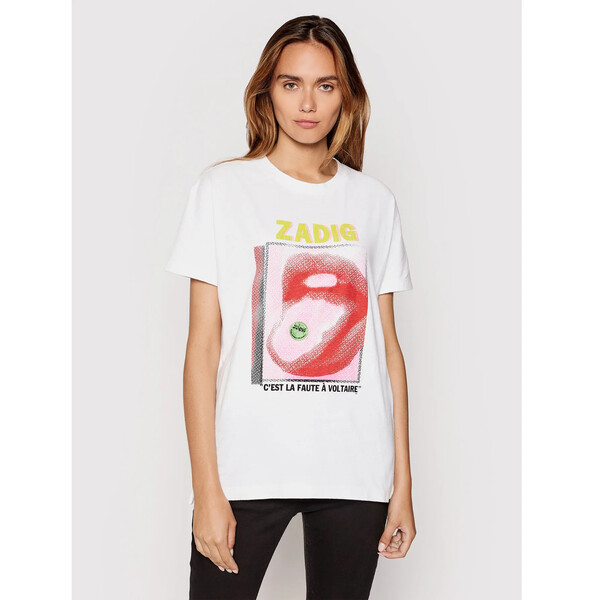 Zadig&Voltaire T-Shirt Tom Happy WKTT1806F Biały Relaxed Fit