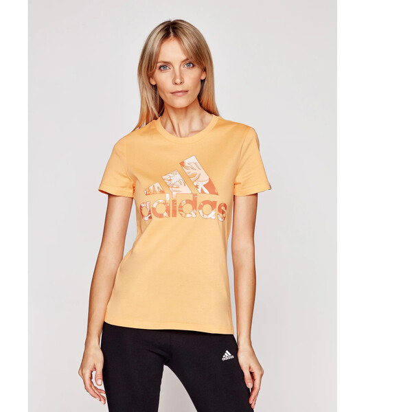 adidas T-Shirt Tropical Graphic GL0837 Pomarańczowy Slim Fit