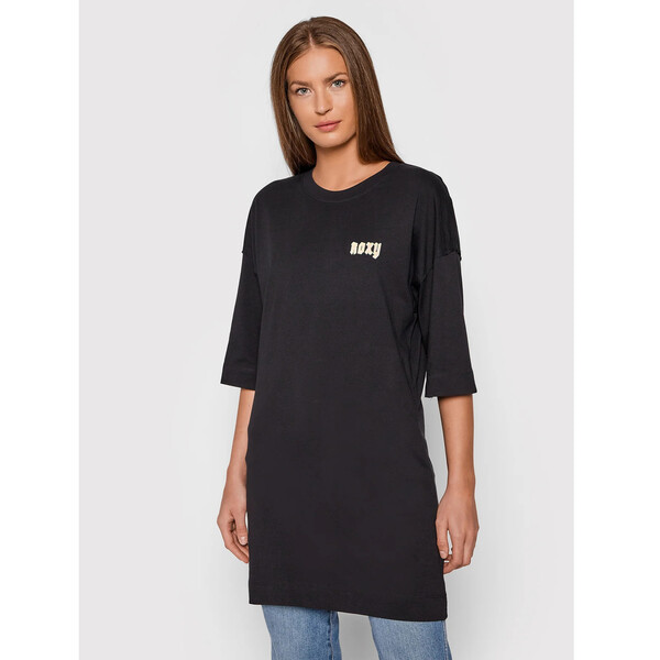 Roxy T-Shirt Macrame ERJZT05254 Czarny Oversize