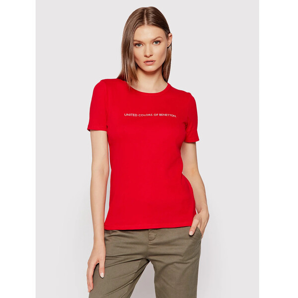 United Colors Of Benetton T-Shirt 3GA2E16A2 Czerwony Regular Fit
