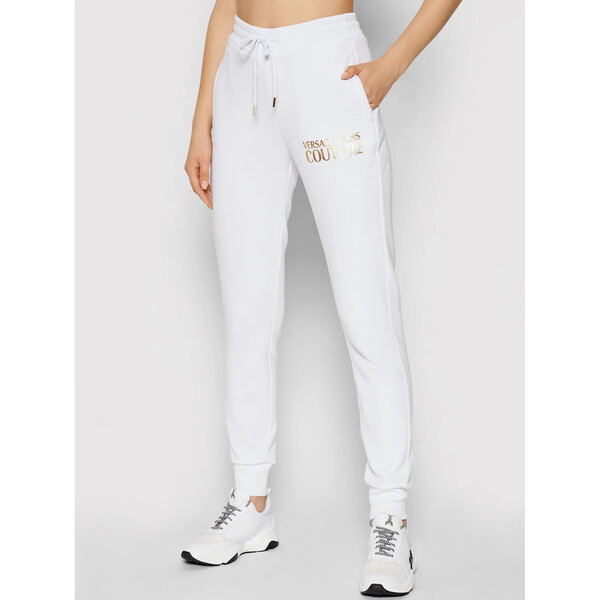 Versace Jeans Couture Spodnie dresowe Logo Foil 71HAAT04 Biały Regular FIt