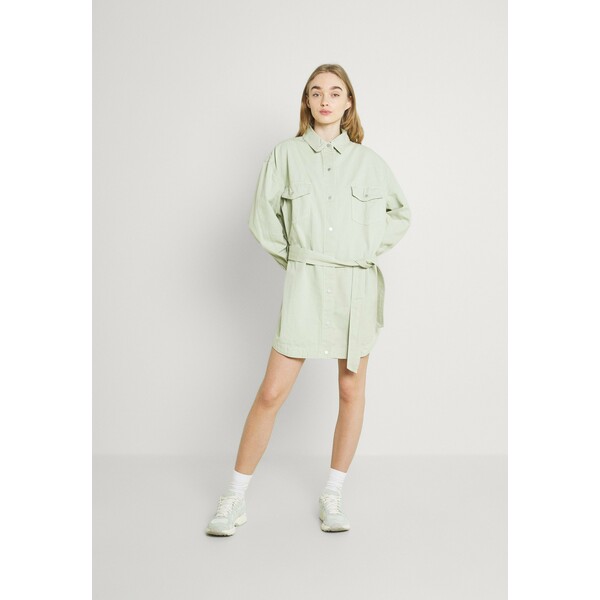 Missguided CONTRAST STITCH BELTED SKIRT DRESS Sukienka koszulowa green M0Q21C1WT