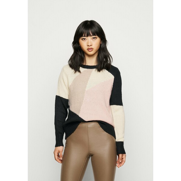 ONLY Petite ONLMARCIL O-NECK PETIT Sweter black/almond milk/simply taupe/rose OP421I06G