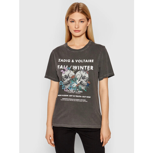 Zadig&Voltaire T-Shirt Bella Compo Rock Skull WKTS1807F Szary Regular Fit