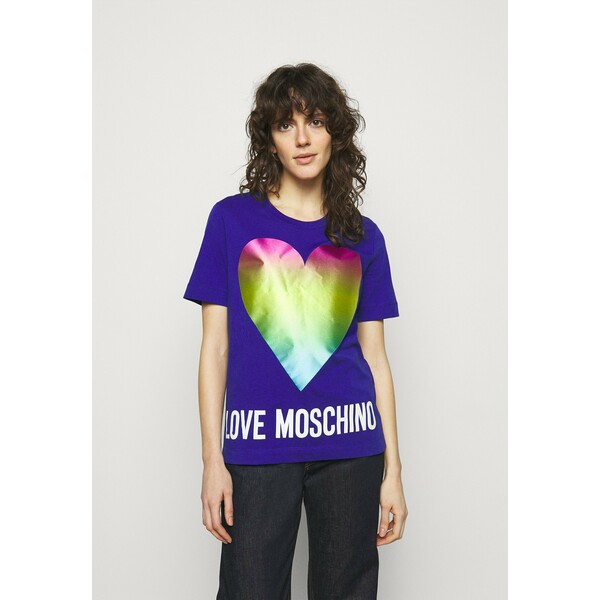 Love Moschino T-shirt z nadrukiem dark blue LO921D061