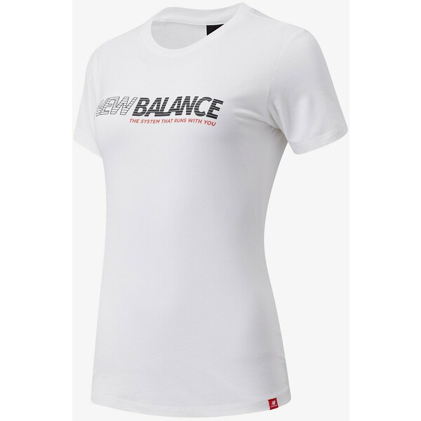 New Balance ESSENTIALS SPEED TEE T-shirt z nadrukiem white NE241D046