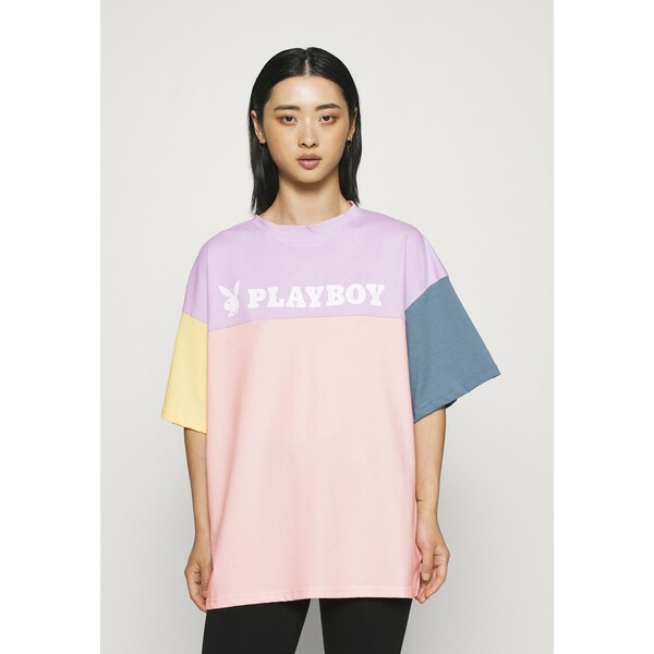 Missguided Petite PLAYBOY COLOURBLOCK OVERSZIED T-shirt z nadrukiem multi M0V21D07S