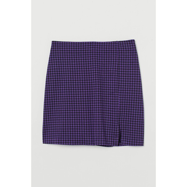 H&M Krótka spódnica z rozcięciem 0918547001 Fioletowy/Czarna krata