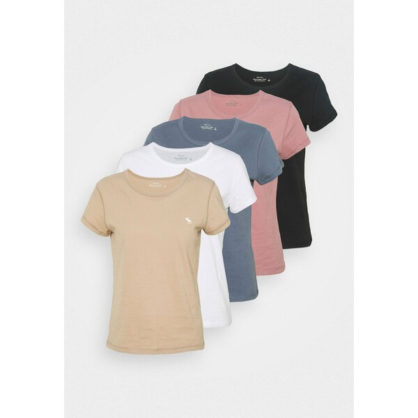 Abercrombie & Fitch 5 PACK T-shirt basic white/tan/rose/blue/black A0F21D0I7