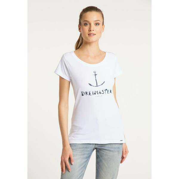 DreiMaster T-SHIRT T-shirt z nadrukiem white 4DR21D05J