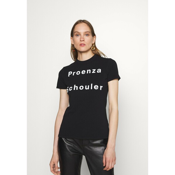 Proenza Schouler White Label SOLID LOGO T-shirt z nadrukiem black PQ421D006