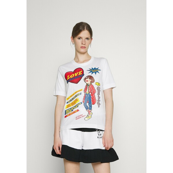 Love Moschino T-shirt z nadrukiem optical white LO921D071