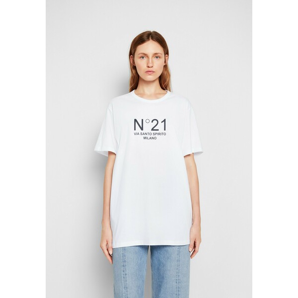 N°21 T-shirt z nadrukiem bianco ottico N3121D01B