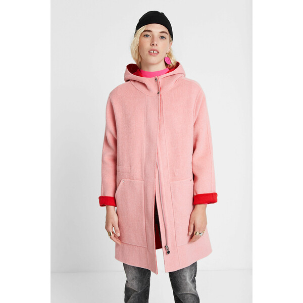 Desigual Wełniany płaszcz z kapturem 19WWEWX93012