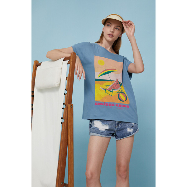 Medicine T-shirt bawełniany damski by Ewelina Gąska, Summer Posters turkusowy RW21-TSD157_60X