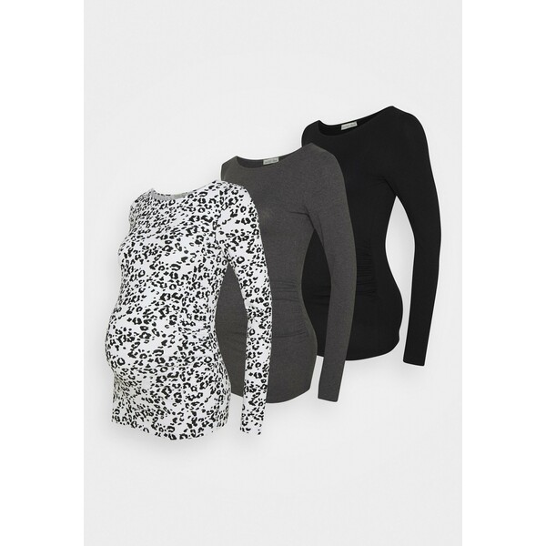 Anna Field MAMA 3 PACK Bluzka z długim rękawem black /dark grey /multi-coloured EX429G02X