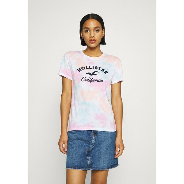 Hollister Co. TECH CORE UPDATES T-shirt z nadrukiem pink/multi H0421D0C6