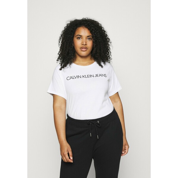 Calvin Klein Jeans Plus CORE INSTITUTIONAL TEE T-shirt z nadrukiem bright white C2Q21D00M