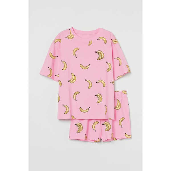 H&M Dżersejowa piżama - 0888331063 Różowy/Banany