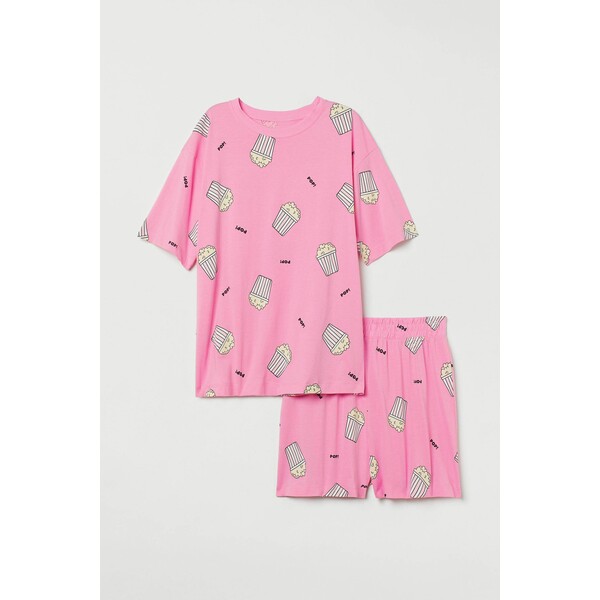 H&M Dżersejowa piżama - 0888331063 Różowy/Popcorn