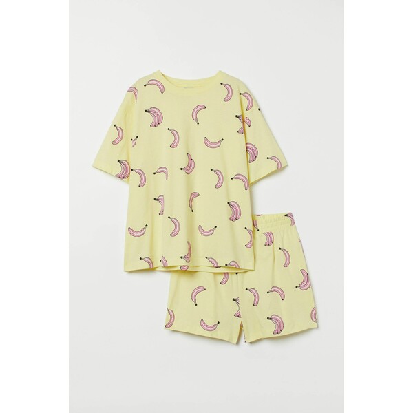 H&M Dżersejowa piżama - 0888331063 Jasnożółty/Banany